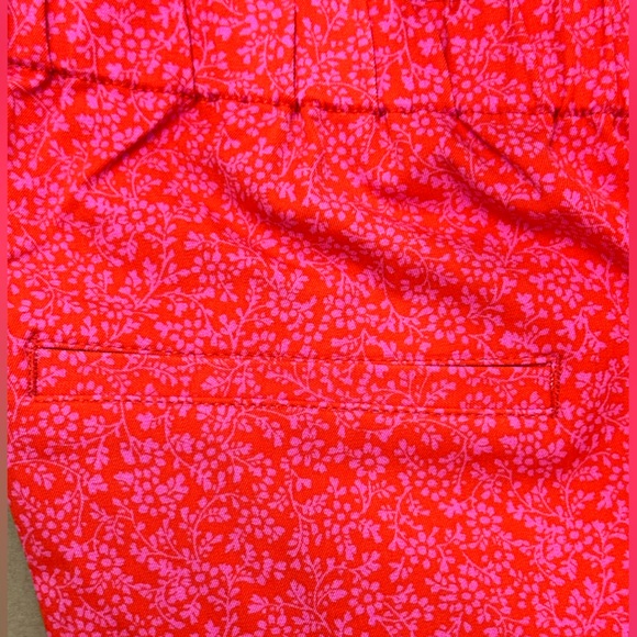IsaacMizrahiLive Vibrant Orange Floral Pull On Straight Leg Pant Straigh… - Picture 3 of 10